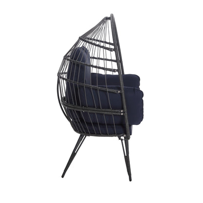 Mora Egg Wicker Outdoor Indoor Basket Chair - Navy