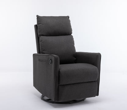 Cotton Linen Fabric Swivel Rocking Chair - Dark Gray