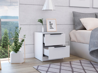 Kaia Nightstand Metal Handle - White