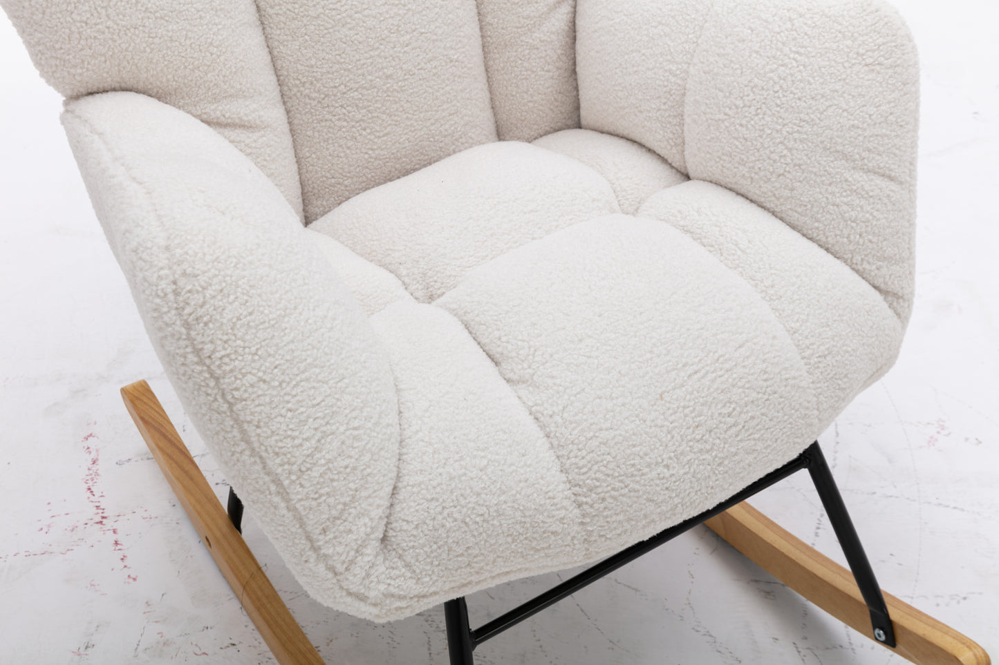 Noble Wool Fabric Upholstered Rocking Chair - White