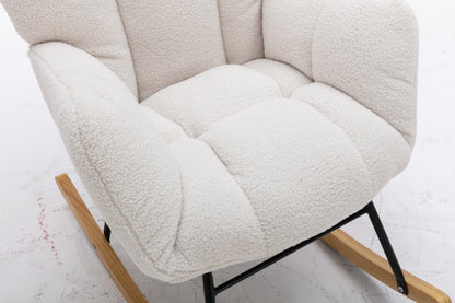 Noble Wool Fabric Upholstered Rocking Chair - White