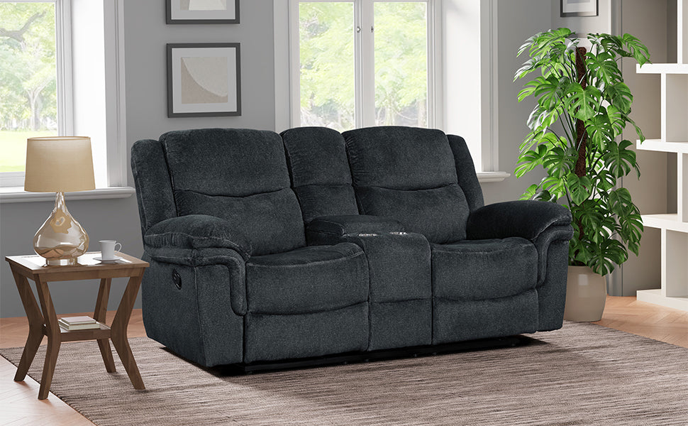 Venassa Manual Reclining Sofa with  Storage - Dark Blue