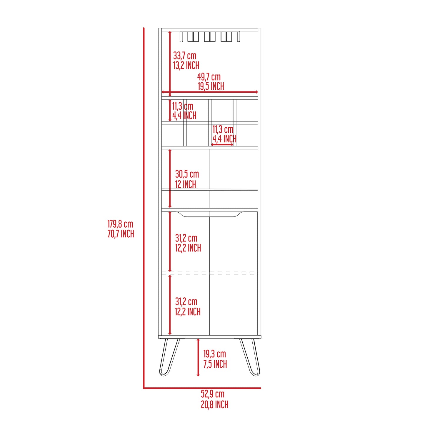 Thorndike 8-Bottle 2-Shelf Bar Cabinet - Black