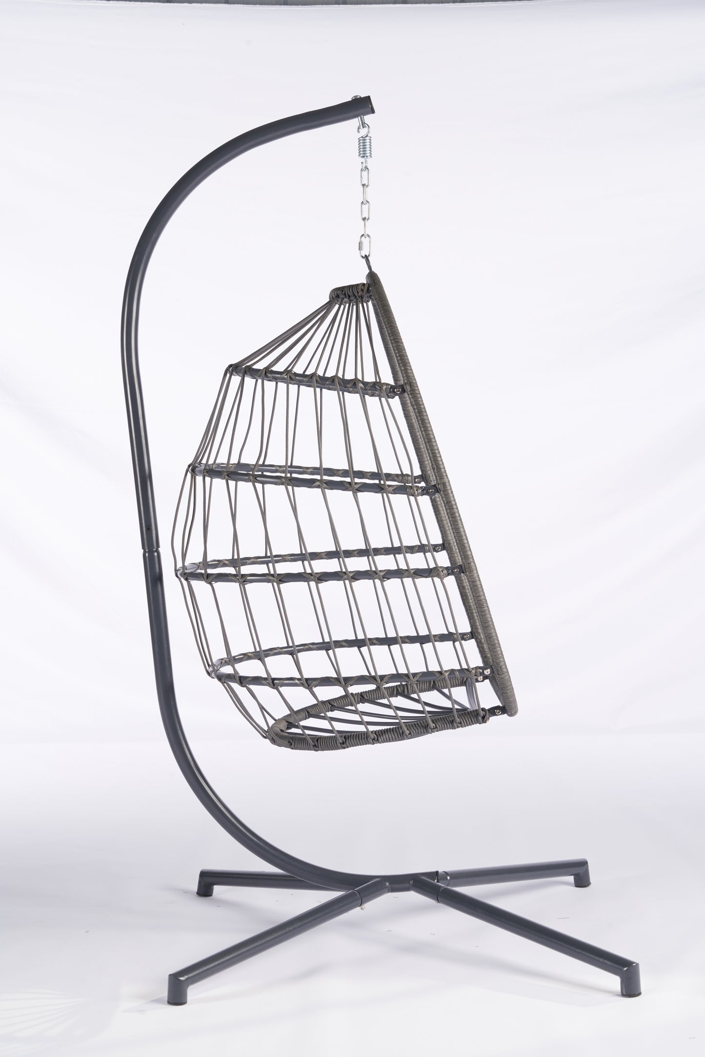 Feji Outdoor Rattan Egg Swing Chair with Stand - Khaki