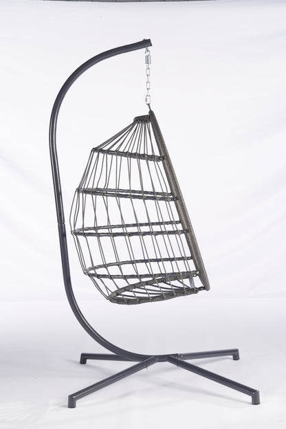 Feji Outdoor Rattan Egg Swing Chair with Stand - Khaki