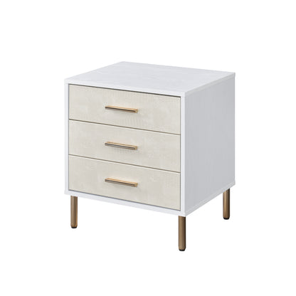 Myles Nightstand - White & Champagne