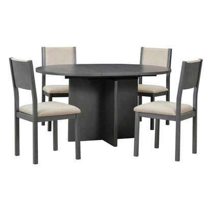 Trina 5pc Dining Set Extendable Table 4x Side Chairs - Gray