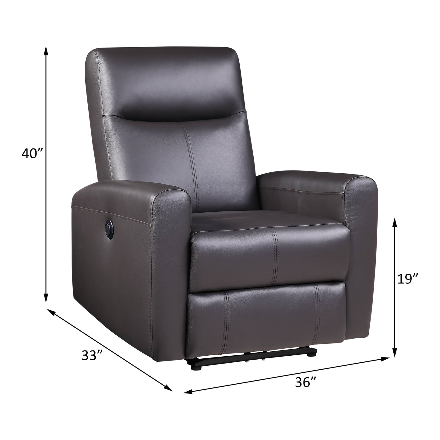 Blane Top Grain Leather Recliner (Power Motion) - Brown