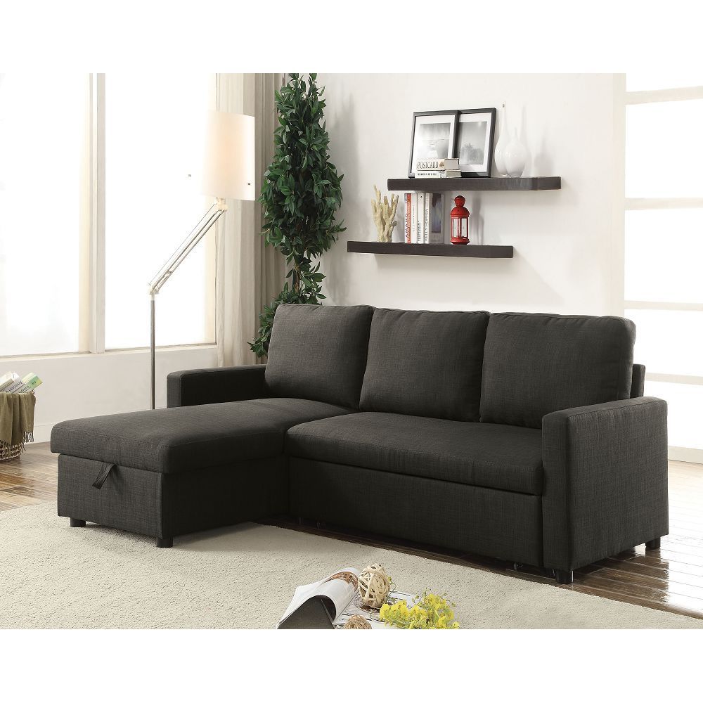 Vegas Linen Sectional Sofa w/Sleeper - Charcoal