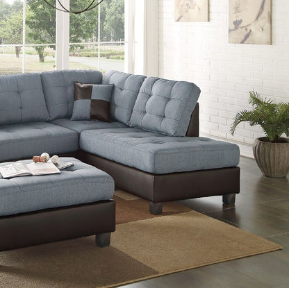 Lucia 3pc Faux Leather Sectional Sofa Set -  Gray