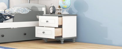 Kaito Wooden Nightstand - White+Gray