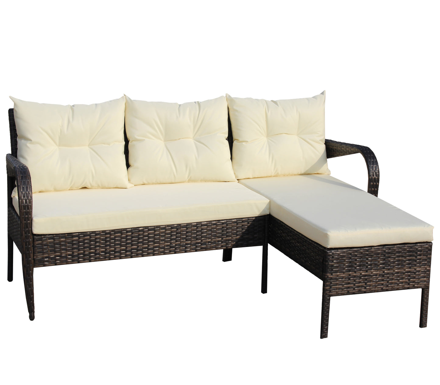 Hutson 2 Pc Outdoor Patio Wicker Ratten Sectional Sofa - Brown