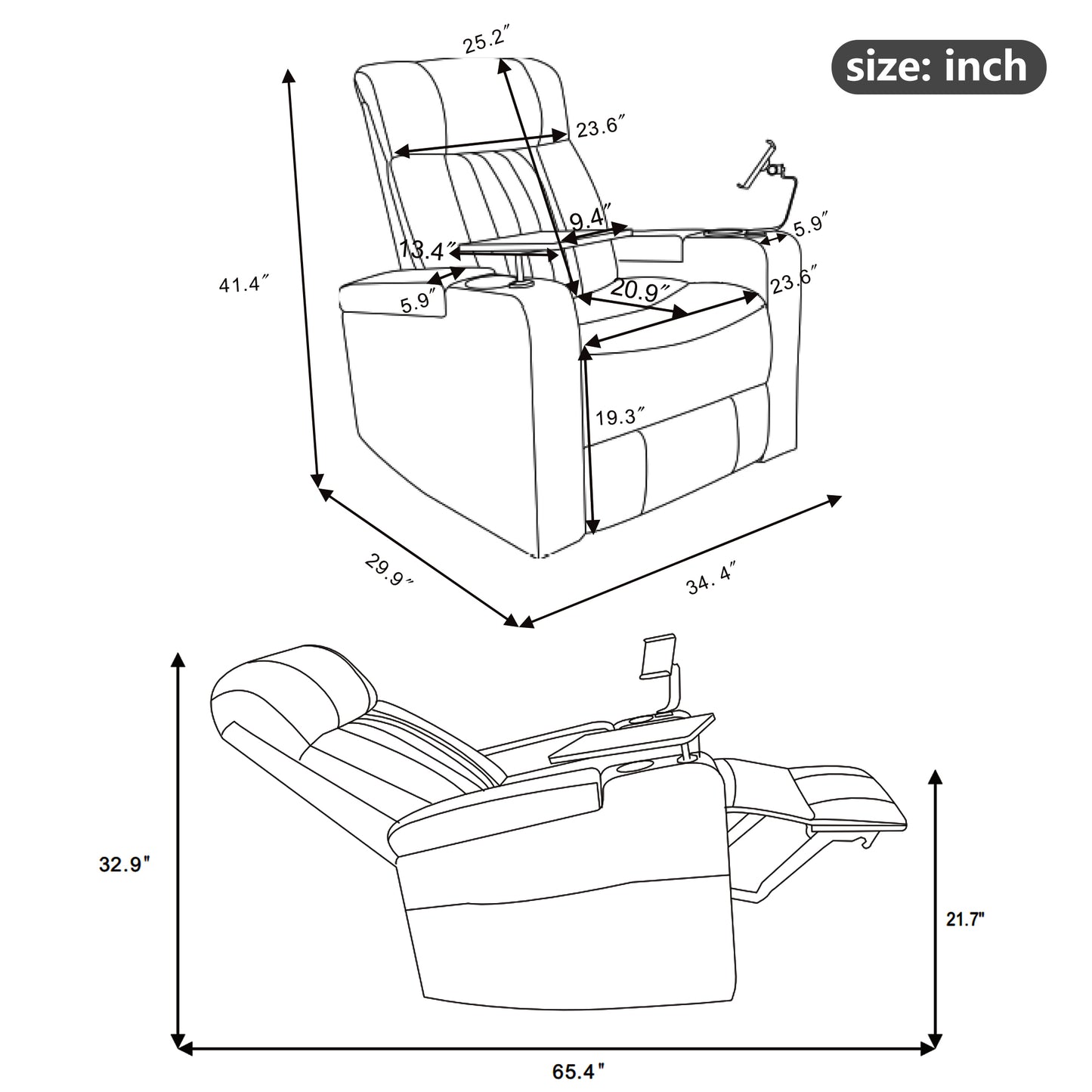 Comfort Max 270 Degree Swivel Power Recliner - Blue