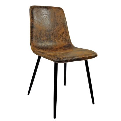 Ona Suedette Dining Chairs with Black Metal Leg (Set of 2) - Brown