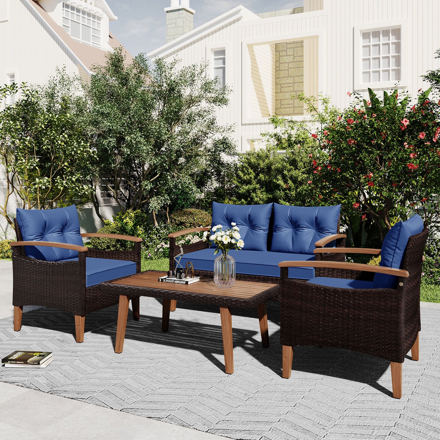 GO 4 Pc Outdoor Patio Seating Set - Blue