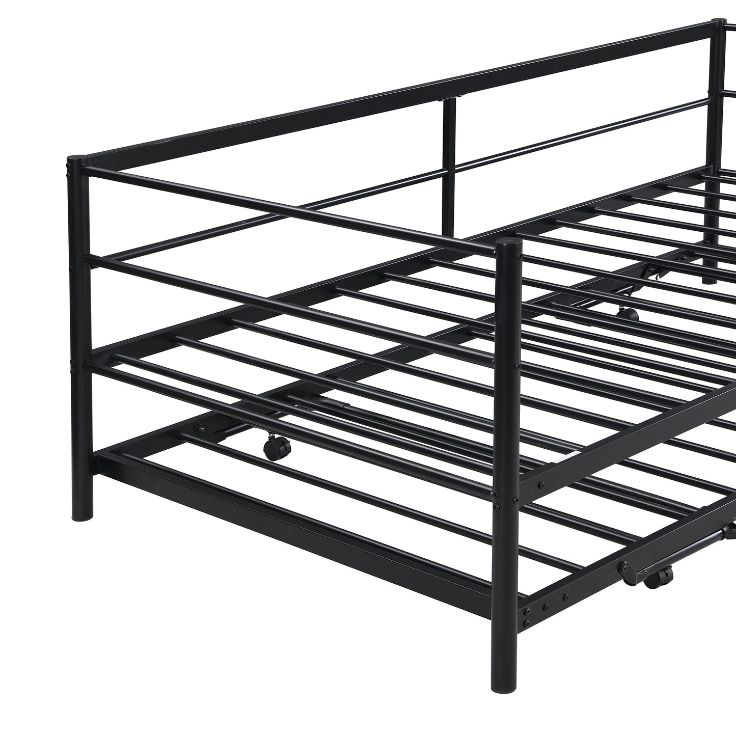 Wago Twin Size Metal Daybed with Adjustable Trundle - Black