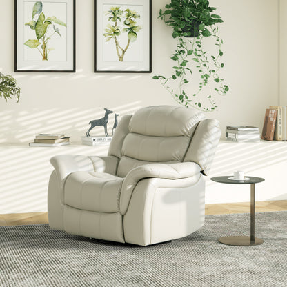 Rover Swivel Glider Push Back Manual Recliner Arm Chair - White