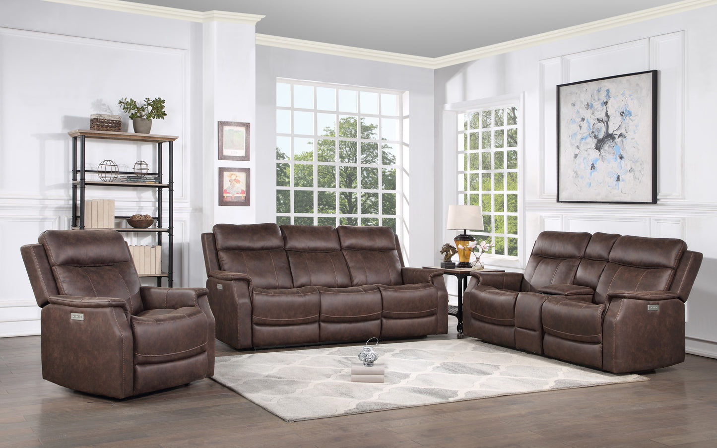 Slater Tailored Power Console Loveseat - Brown