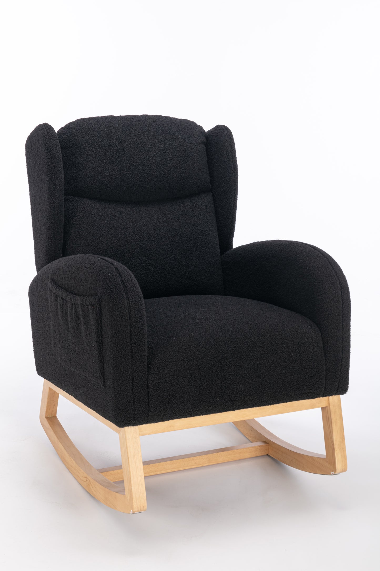 Nadia Teddy Fabric Rocking Chair - Black