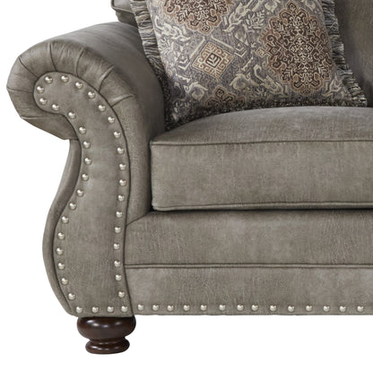 Leinster Faux Leather Loveseat with Nailheads - Espresso