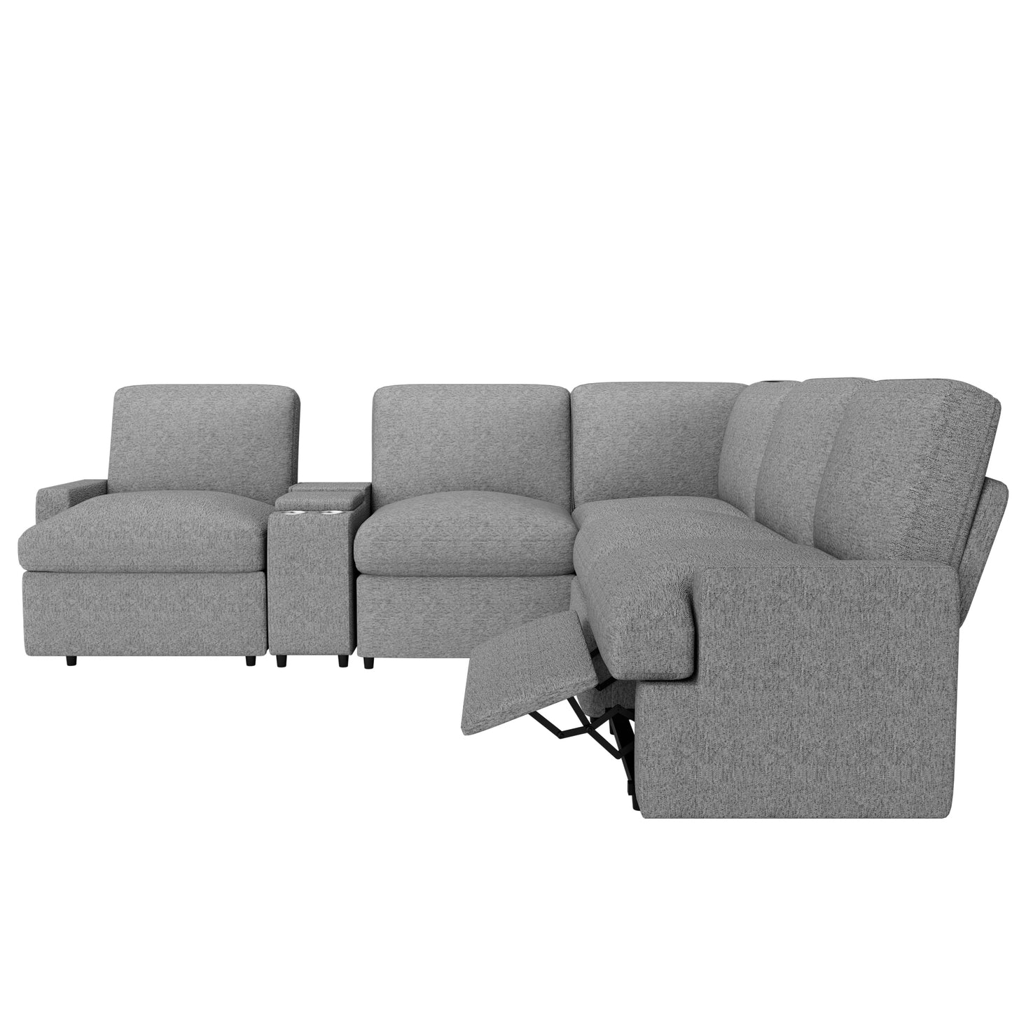 Emil Power Recliner Sofa Sectional with Storage - Grey