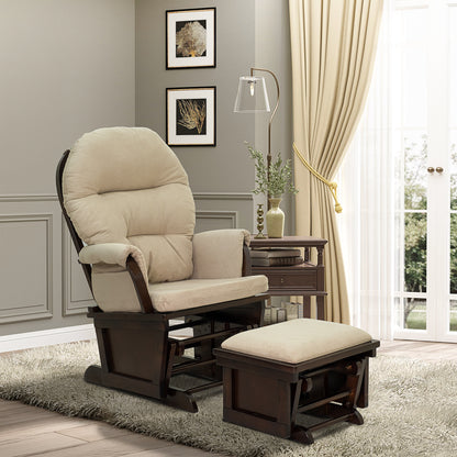 Homcom Nursery Glider Rocking Chair with Ottoman - Cream