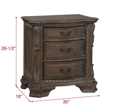 Elysium Solid Wood Traditional Nightstand End Table - Gray