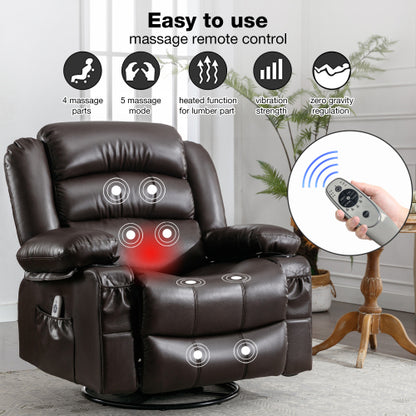 Harris Swivel Rocker Recliner Chair with Vibration Massage and Heat - Brown