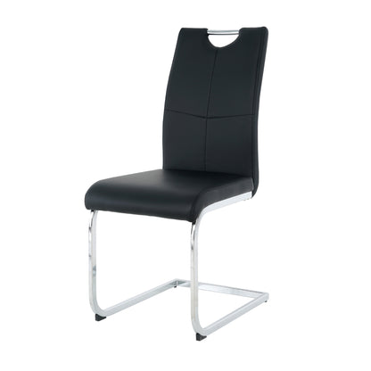 Jama Pu Dining Chairs with Metal Leg (Set of 2) - Black