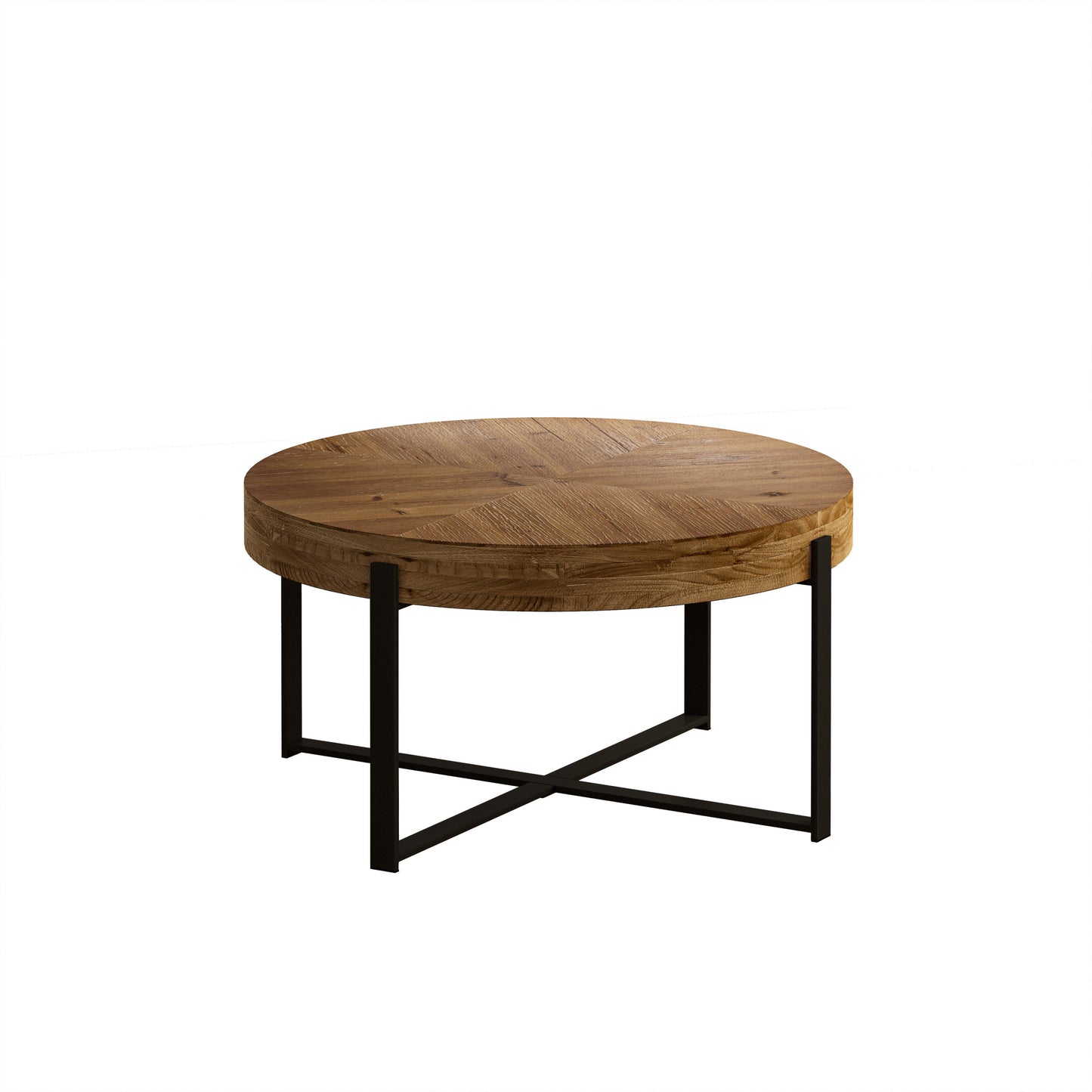 Fir Wood Table Top 33.86" Coffee Table - Black