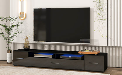 Jig Minimalist Design TV Stand with LED Lights - Black