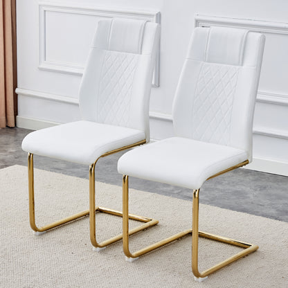 Skye Dining Chair Golden Metal Leg (Set of 6) - White