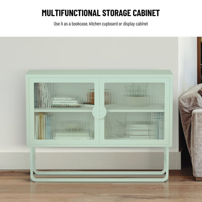 Tempered Glass Cabinet Credenza - Light Green