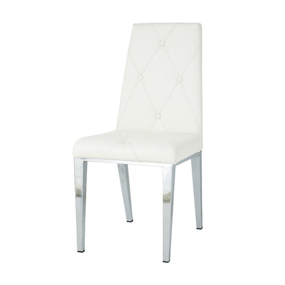 Valerio Pu Dining Chairs with Chrome Leg (Set of 2) - White