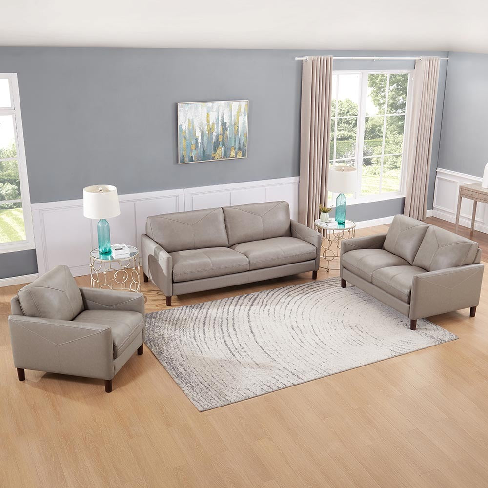 Yorkdale Leather Loveseat - Stone Gray