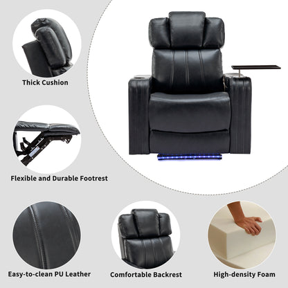 Xavier PU Leather Power Recliner - Black