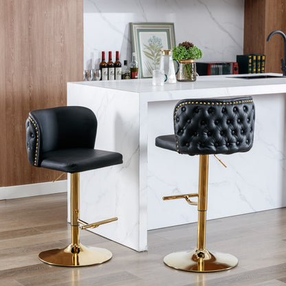 Tufted Swivel Barstools - Black  Set of 2