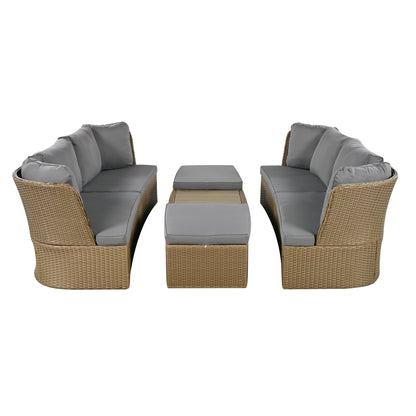 Ranae Customizable Outdoor Patio Wicker Sofa Set - Gray