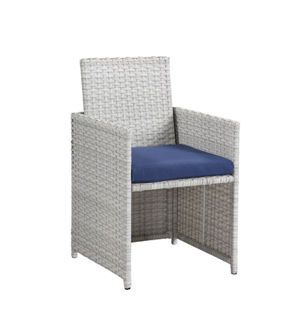 Trisha 9 Pc Patio Set, Blue Fabric & Wicker