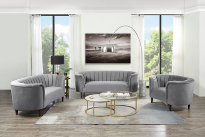 Millephri Velvet Loveseat - Gray