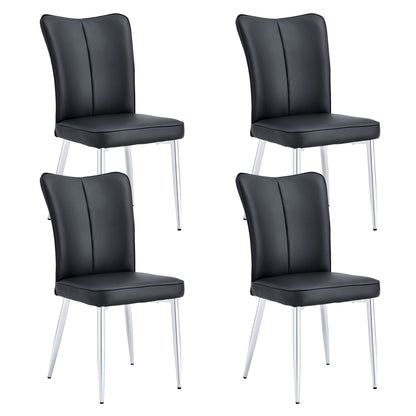 Carver PU Dining Chair Metal Leg (Set of 4) - Black