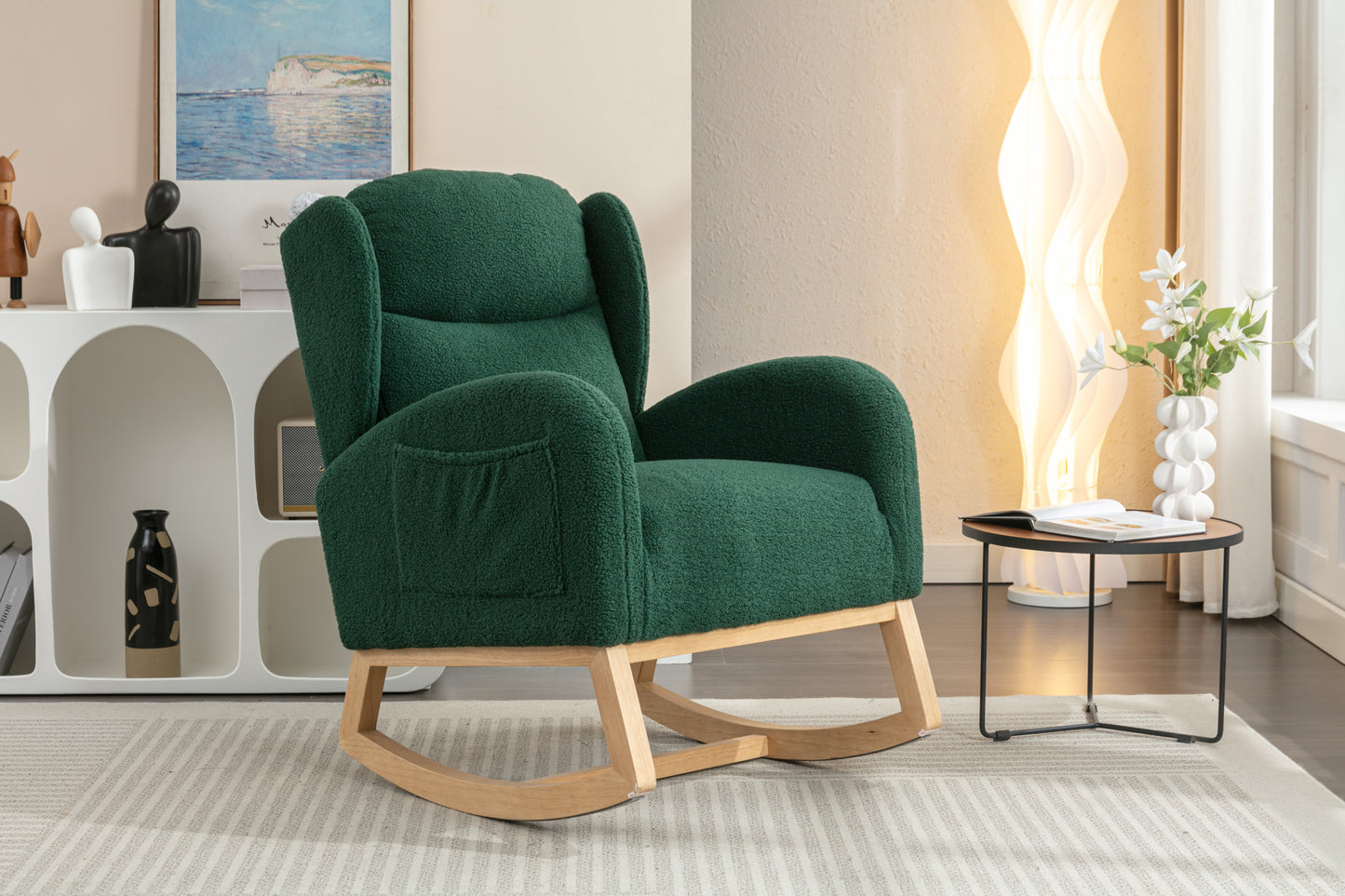 Nadia Teddy Fabric Rocking Chair - Green