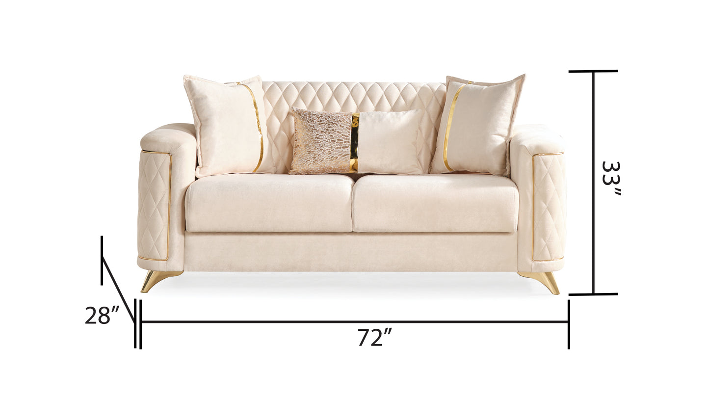 Luna Modern Style Loveseat - Ivory