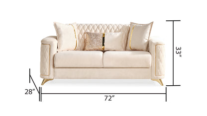 Luna Modern Style Loveseat - Ivory