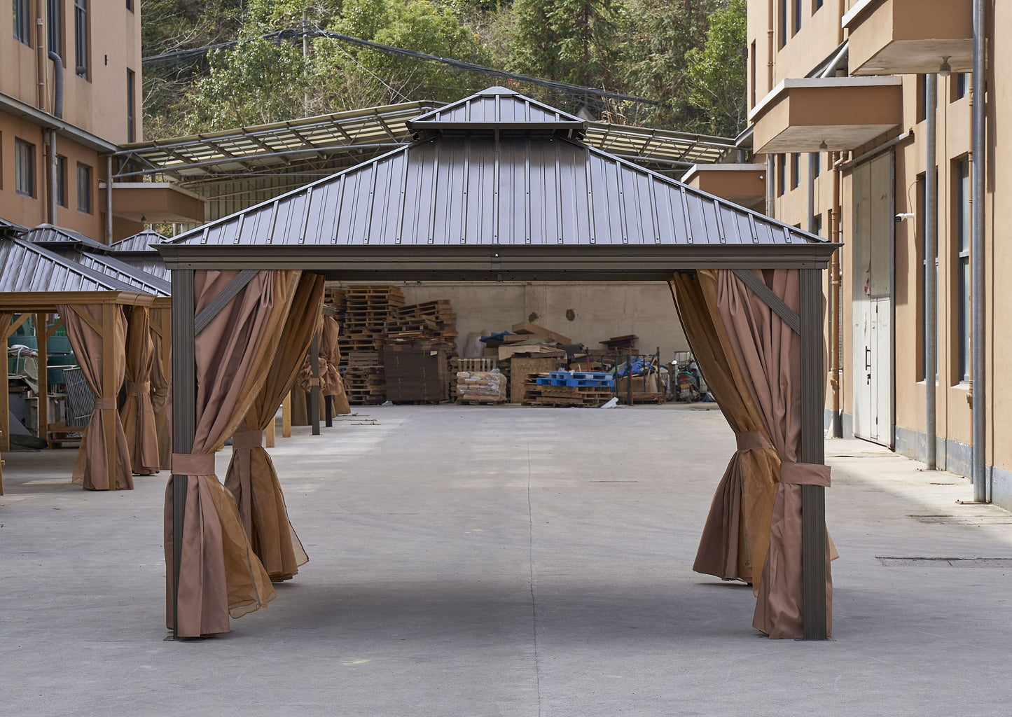 Afix 12 X 12 ft  Permanent Hardtop Gazebo Canopy - Bronze