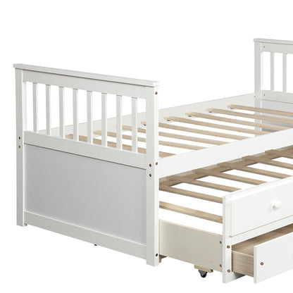 Abby Twin Daybed with Trundle Bed and Storage Drawers - White