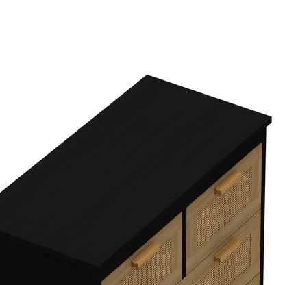 Tero 4 Drawers Rattan Cabinet - Black