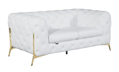 Devon Italian Leather Upholstered Loveseat - White