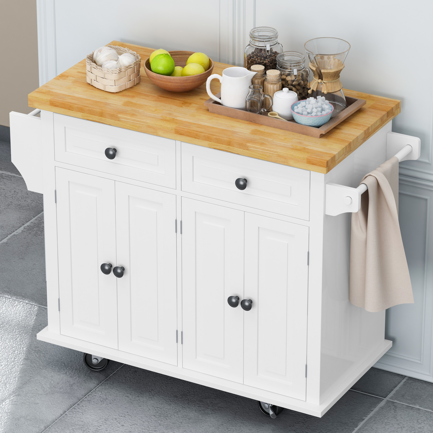 Nexa Kitchen Island Cart - White