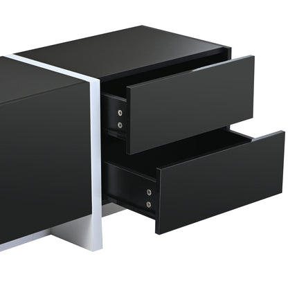 Terra White & Black Contemporary Rectangle Design TV Stand - Black